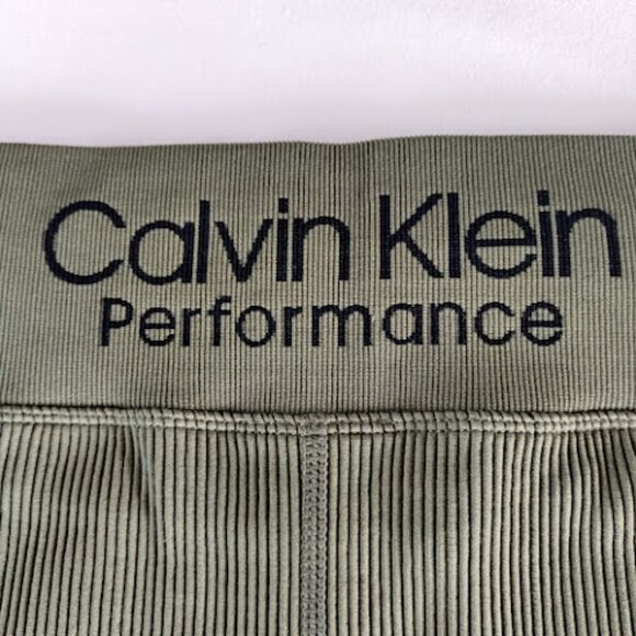 CALVIN KLEIN PERFORMANCE Ribbed Compression Bike Shorts Olive Green S - Picture 6 of 13